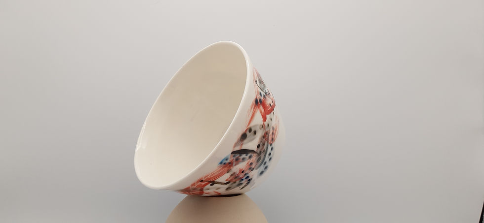 Miniature : Bol moyen, motif plume - base en terre