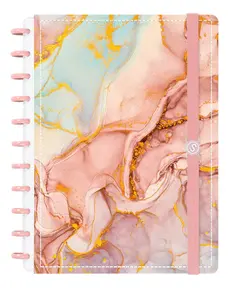 Caderno Disco Iscool Inteligente Grande Mármore Rosê