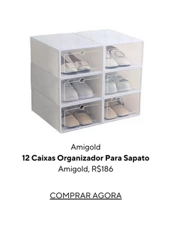 12 Caixas Organizador De Plástico Para Sapato Tênis AM-3002-12 - Amigold