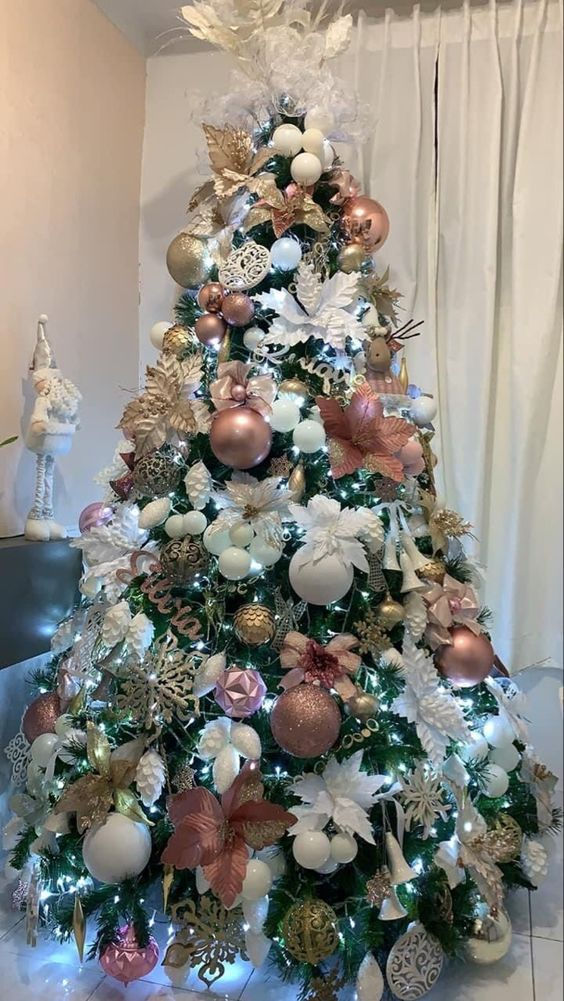 Ideias de Decoração para Árvore de Natal Rose Gold