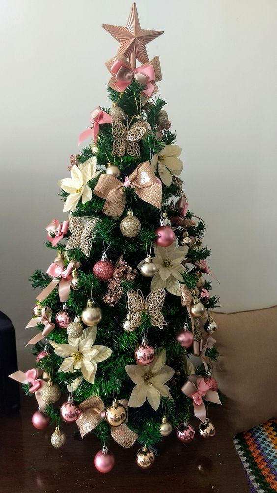 Ideias de Decoração para Árvore de Natal Rose Gold
