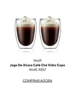 Jogo De Xícara Café Chá Vidro Copo Parede Dupla 100ml - wolff