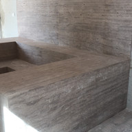 colocacao assento em travertino romano classico para sauna em Tambore 1