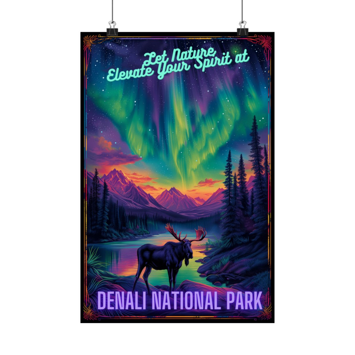 Denali National Park Poster - Unique Psychedelic -  Wilderness Art Print