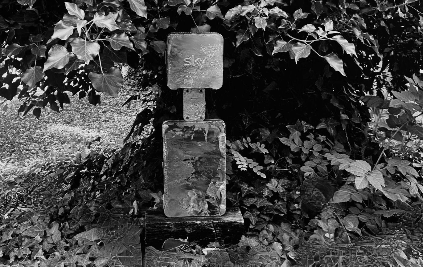 "Awakened Objects N.41 - sky satellite boxes", 49 × 16 × 08 cm, 2026.