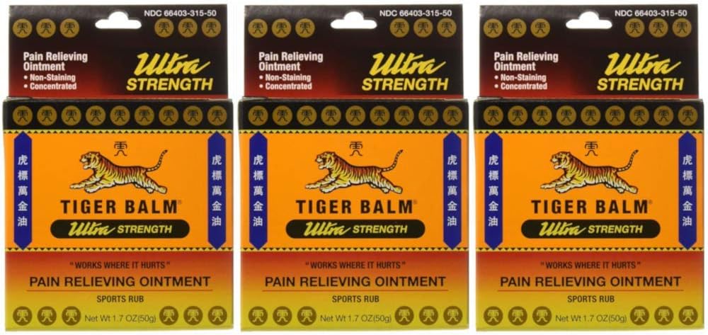 Tiger Balm Sport Rub Pain Relieving Ointment, Ultra Strength 1.70 oz (Pack of 3)