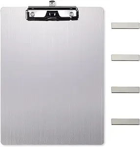 Stainless Steel Magnetic Clipboards, Metal Clipboard with 304 Low Profile Clip, Black Board for Fridge, Cooking Recipe Splints, Message Board (9.2 x 12.5 Inch Letter)