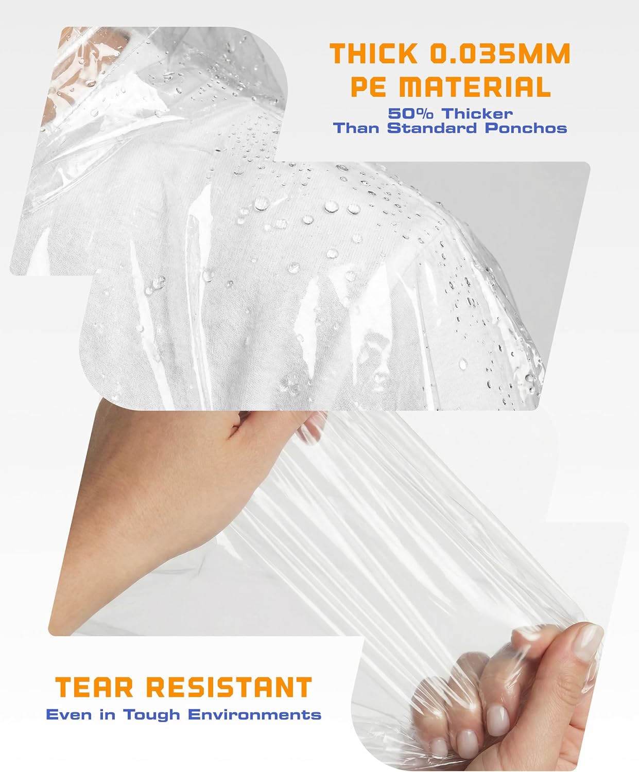 Hagon PRO Disposable Rain Ponchos, Family 5-Pack