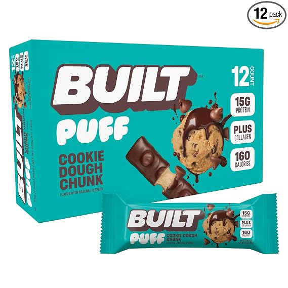 BUILT Puff protein bars, Cookie Dough Chunk, 12 count product thumbnail