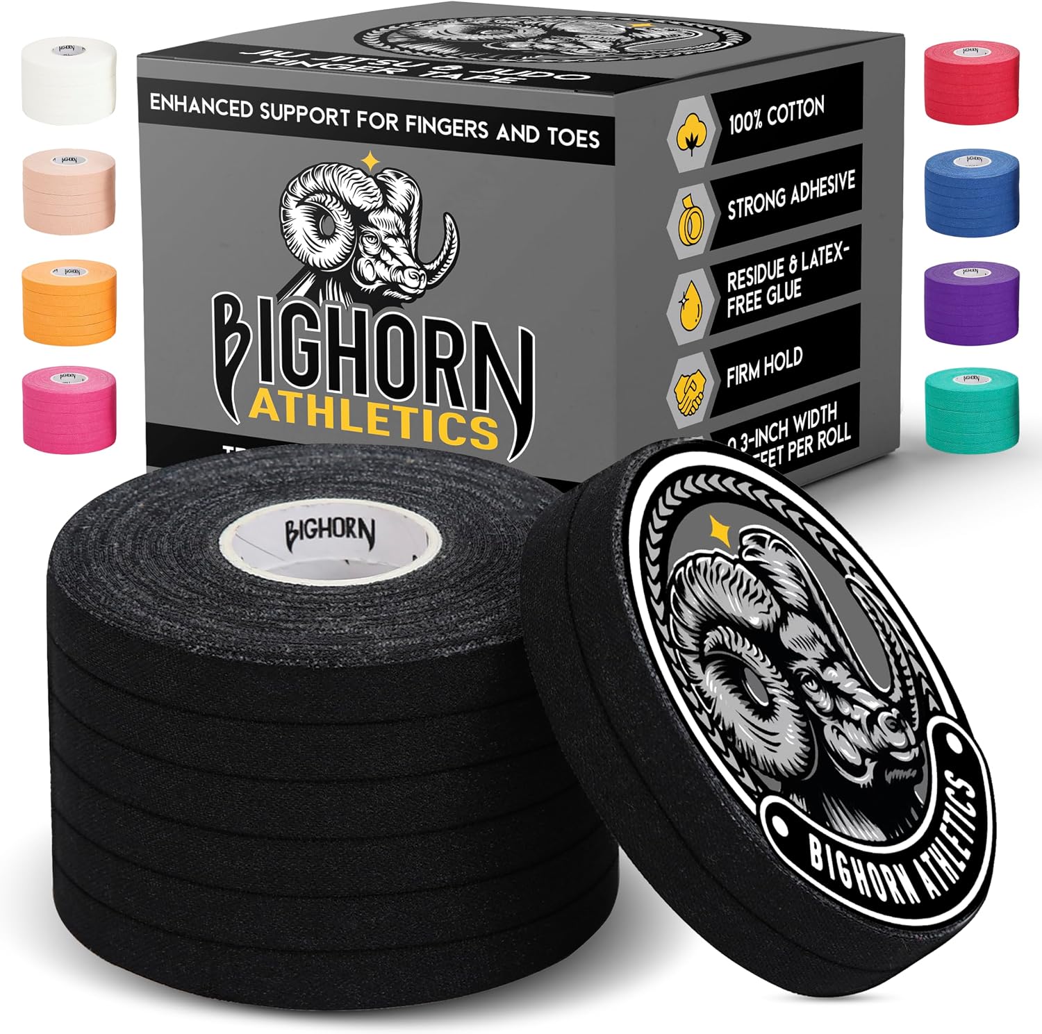 Finger Tape, 0.3-Inch × 45-Feet, 8 Rolls, Black