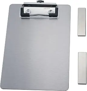 4 x 6 Stainless Steel Magnetic Clipboards, Mini Metal Clipboard with 304 Low Profile Clip, Black Board for Fridge