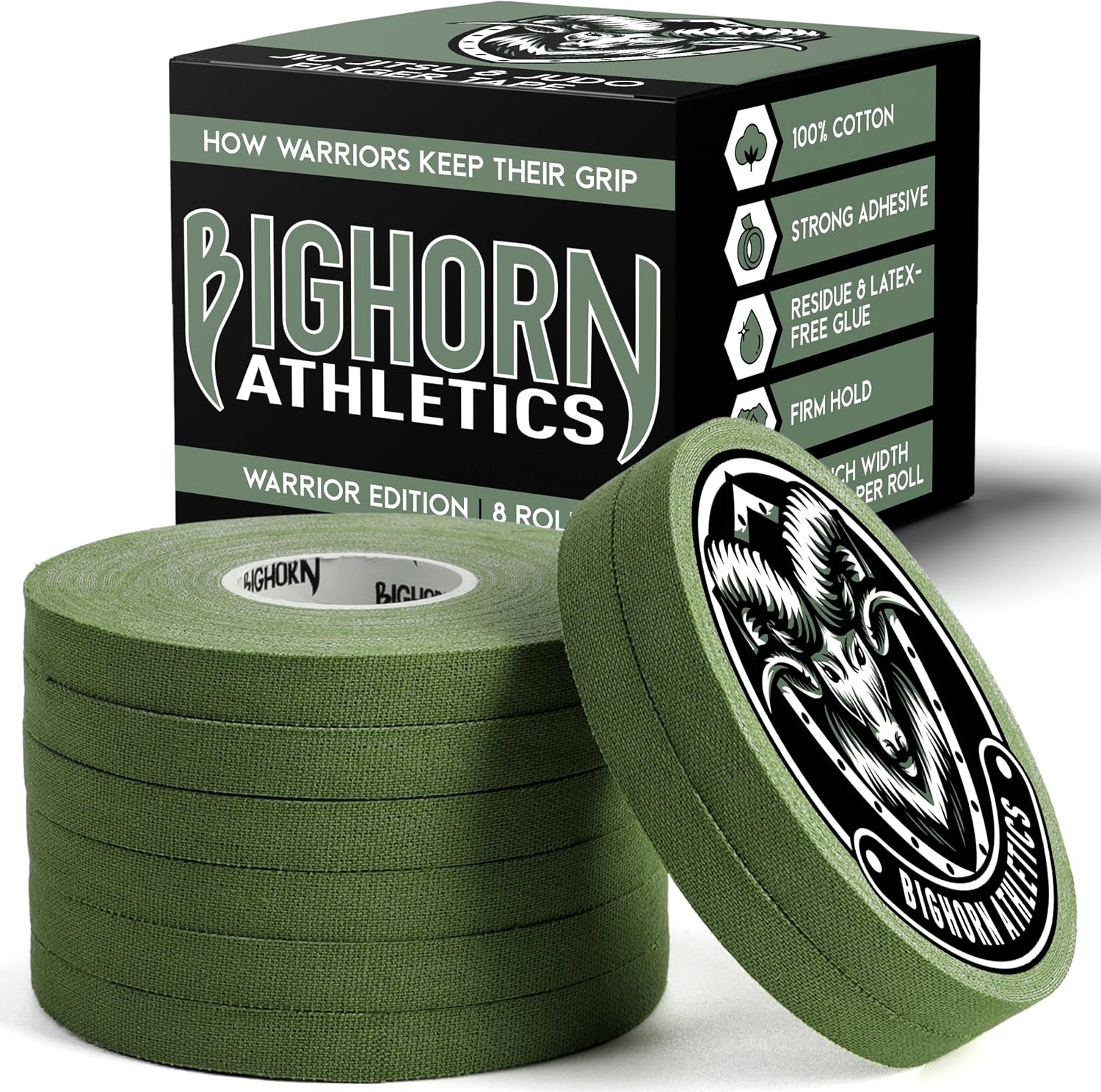 Finger Tape, 0.3-Inch x 45-Feet, 8 Rolls, Military Green