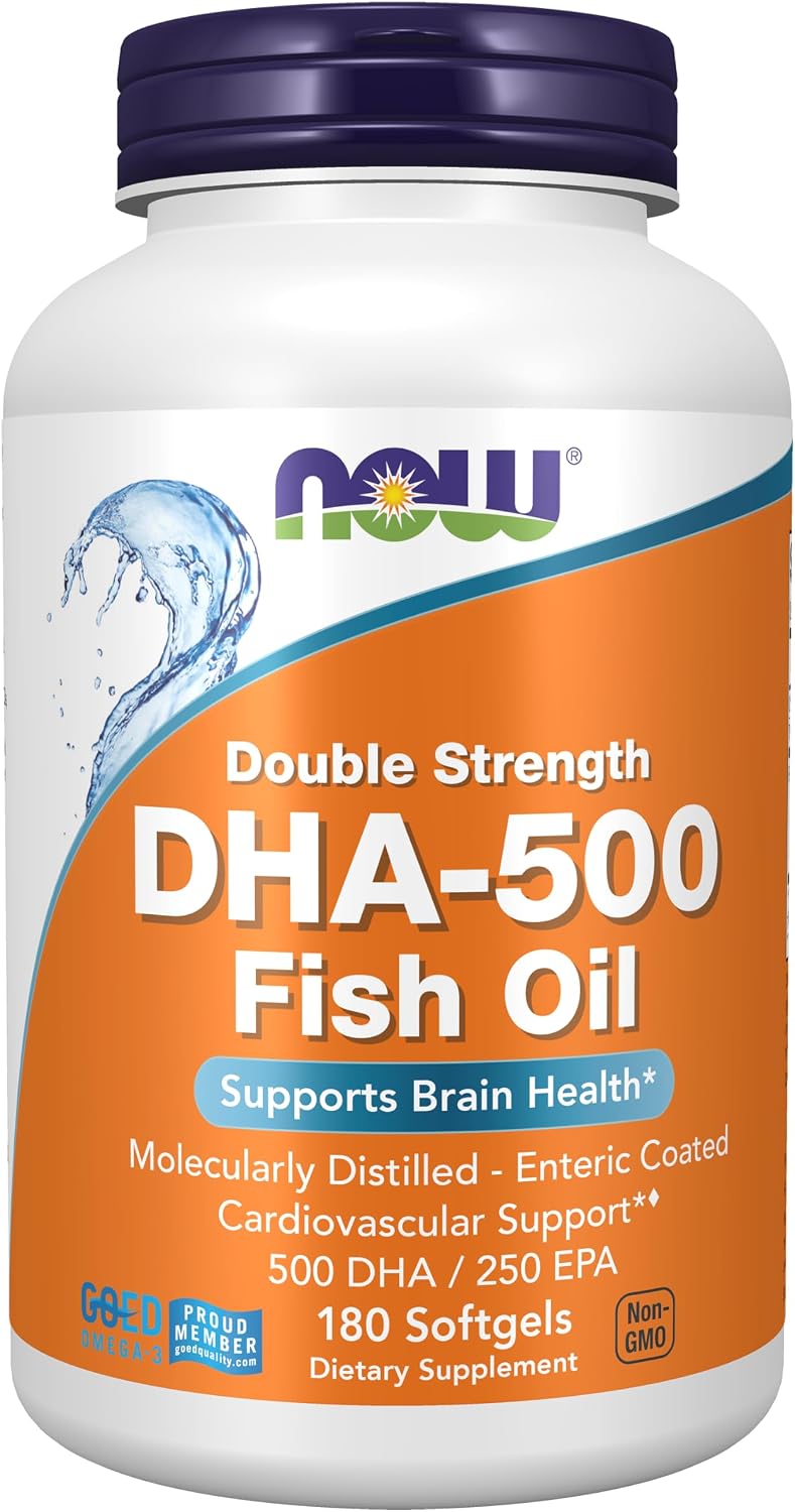 NOW Supplements, DHA-500 with 250 EPA, Molecularly Distilled, 180 Softgels