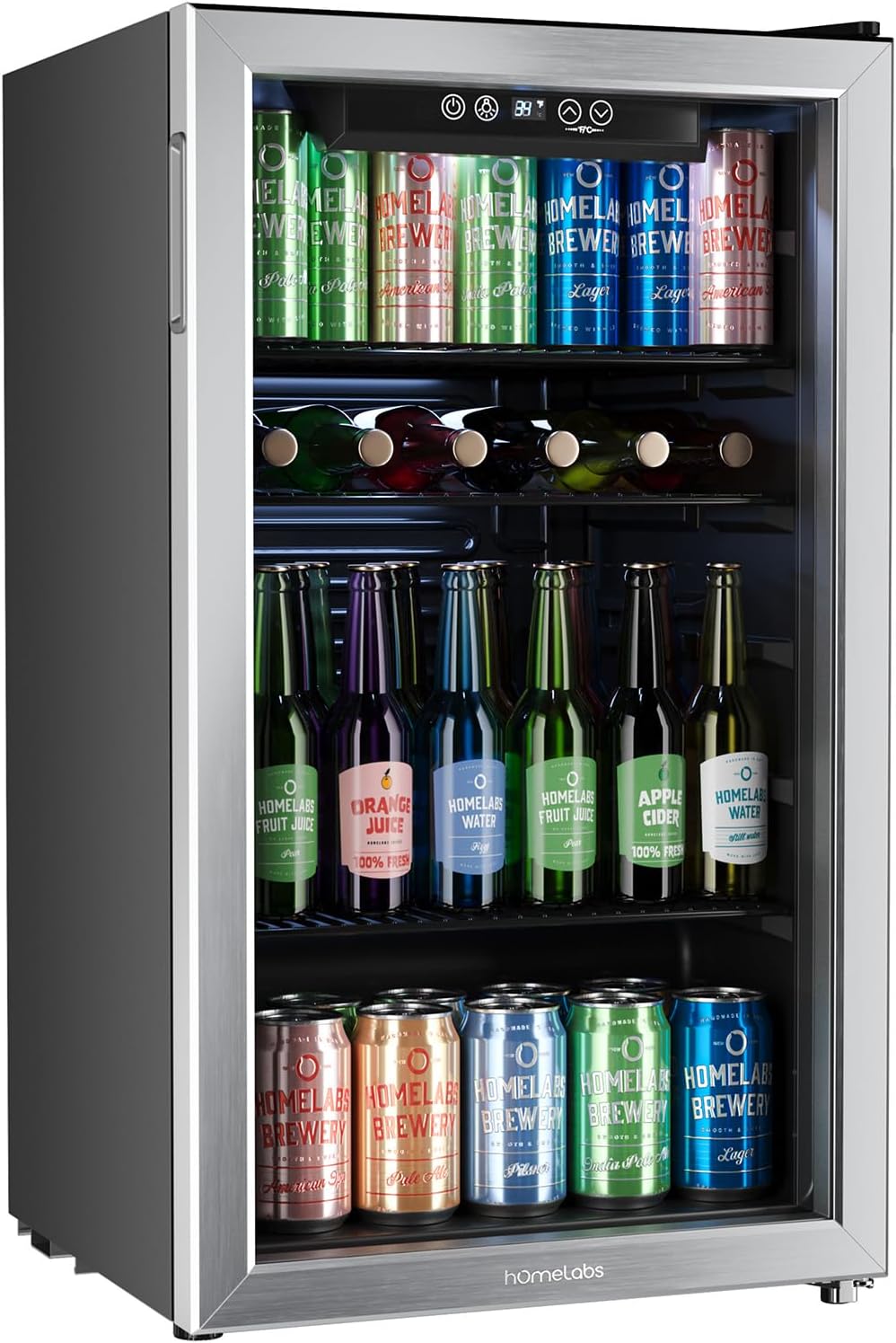 hOmeLabs Beverage Refrigerator and Cooler, 120 Cans Capacity, 3.2 Cu Ft