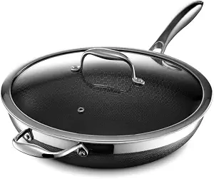 HexClad Hybrid Nonstick 12-Inch Wok with Stainless Steel Lid