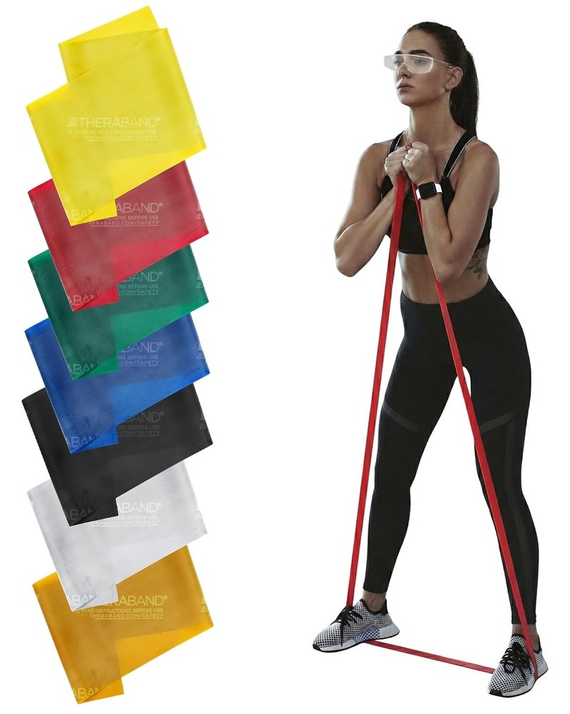THERABAND Professional Latex Resistance Band Set, Pack of 7, 6 Ft
