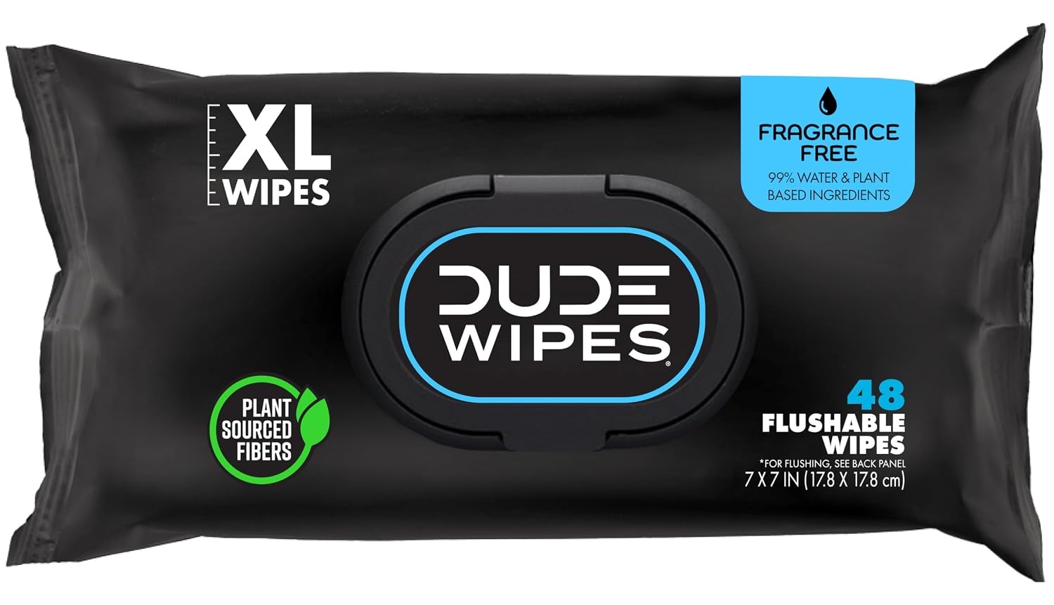 DUDE Wipes Unscented Adult Flushable Wet Wipes, Sensitive Skin, 48 Count