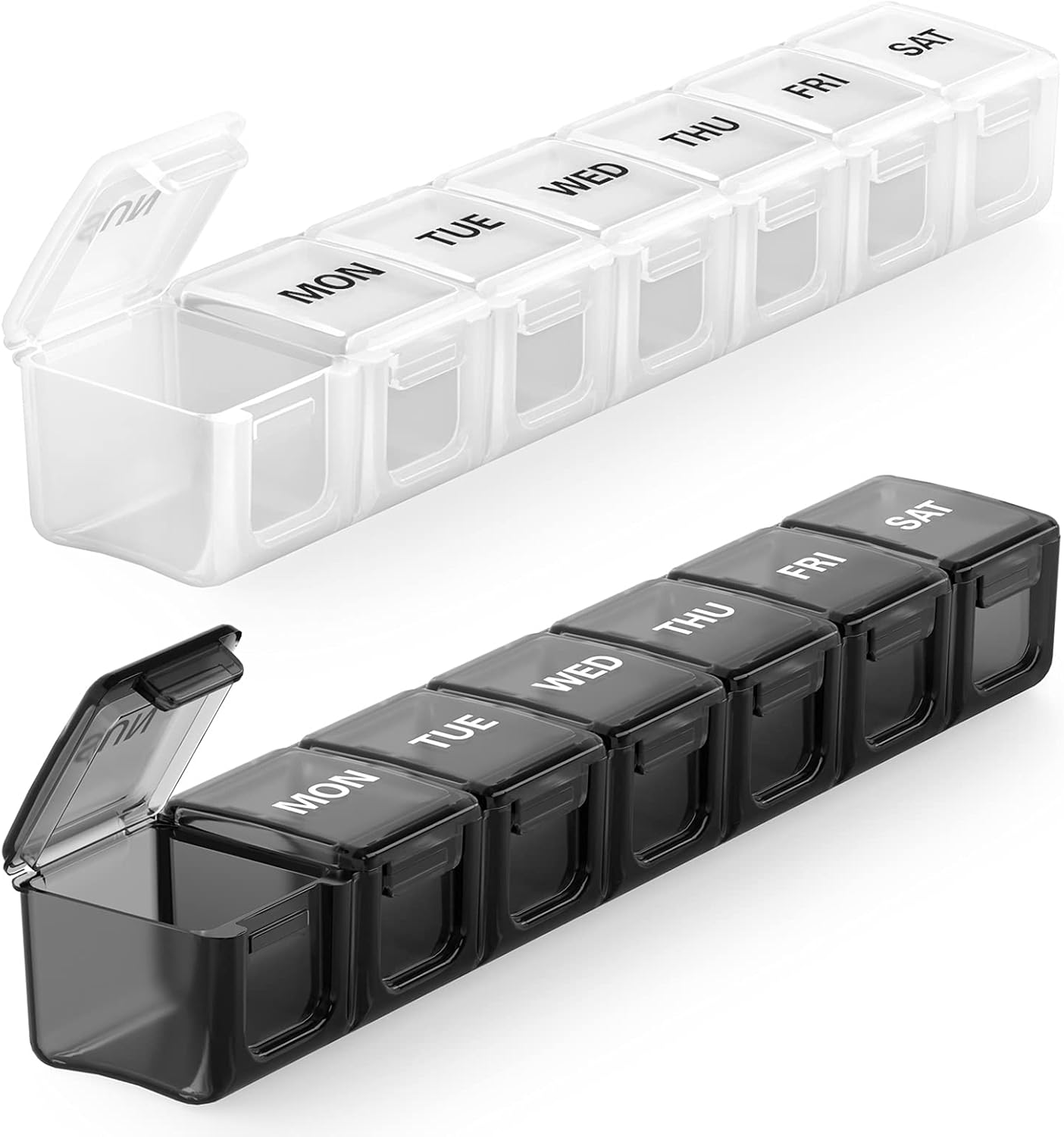Sukuos Extra Large Weekly Pill Organizer 2 Pcs, Daily Pill Box 7 Day Pill Cases for Medicines, Vitamin, Fish Oils or Supplements, Easy to Clean