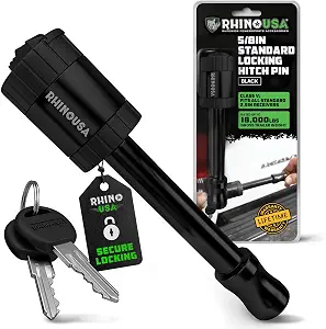 Rhino USA 2.5-inch Trailer Hitch Pin - 5/8-inch Locking Receiver Pin for Class V Hitches