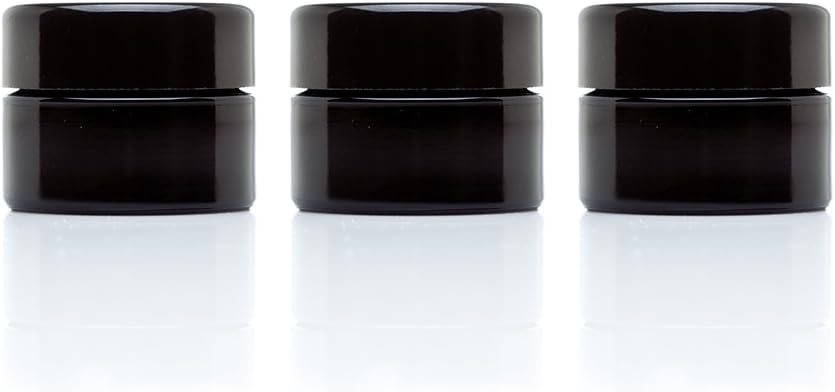 Infinity Jars Classic Black Glass Jar 15 ml, Airtight Smell Proof, 3 Pack