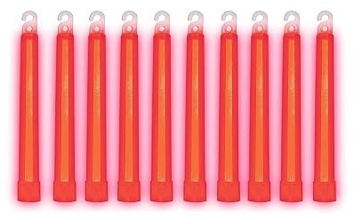 Cyalume - 9-08002 SnapLight Red Light Sticks - 6 Inch Industrial Grade, Ultra Bright Glow Sticks with 12 Hour Duration (Pack of 10)
