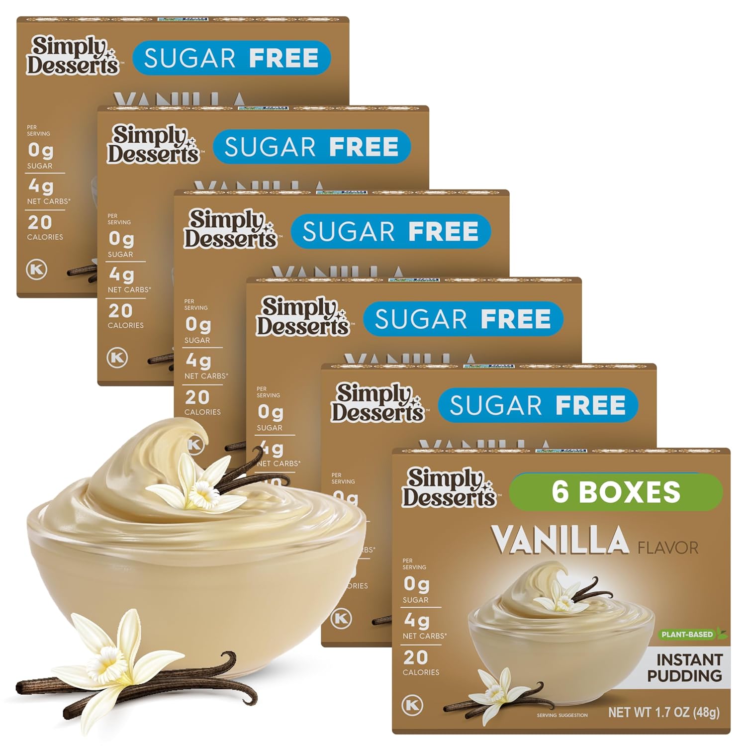 Simply Desserts Sugar-Free Instant Vanilla Pudding Mix 6-Pack, 1.7 Oz Ea