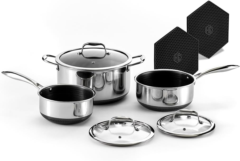 HexClad Hybrid Nonstick 6-Piece Pot Set & Trivets