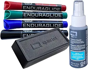 Quartet Dry Erase Markers Accessory Kit with 4 Markers, Eraser and Cleaning Spray