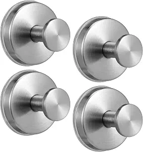 Suction Cup Hooks for Shower, Brushed Nickel (4 Pack)