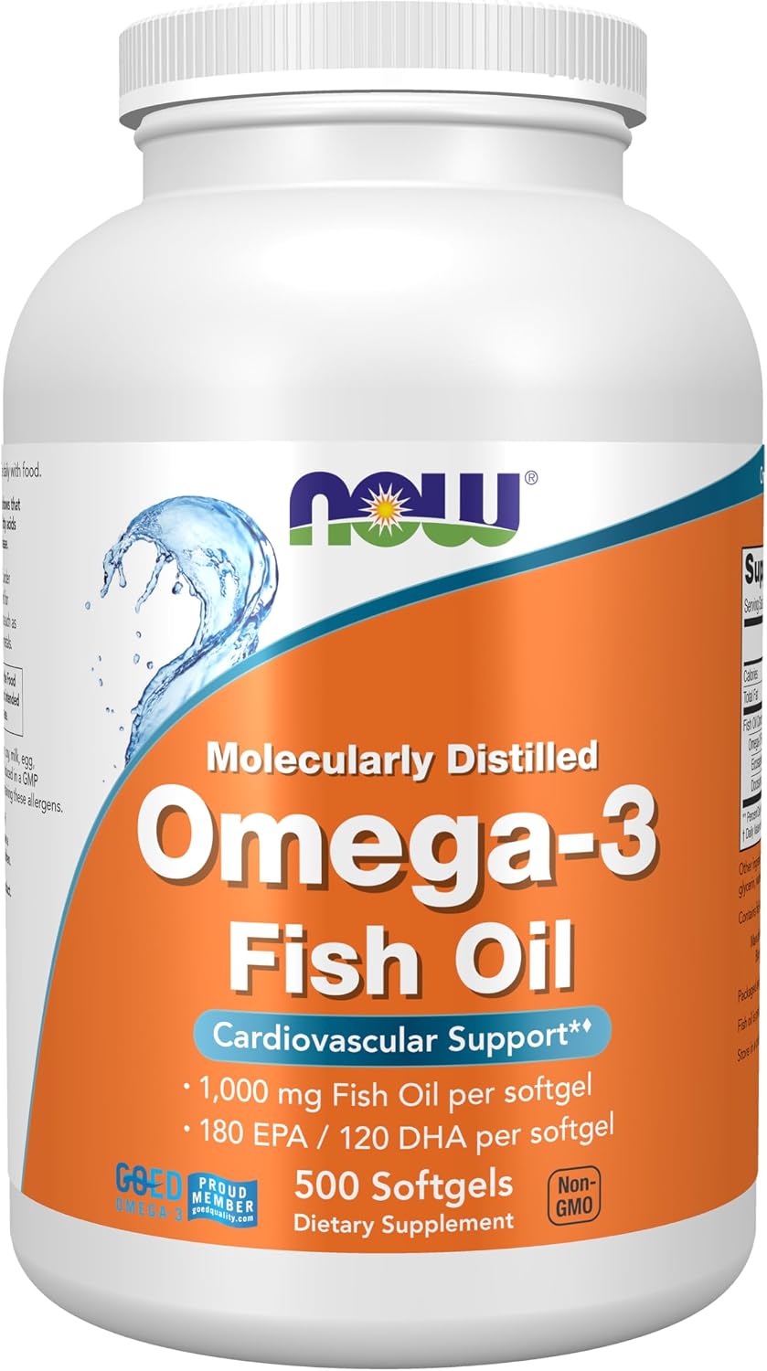 NOW Supplements, Omega-3, Molecularly Distilled, 500 Softgels