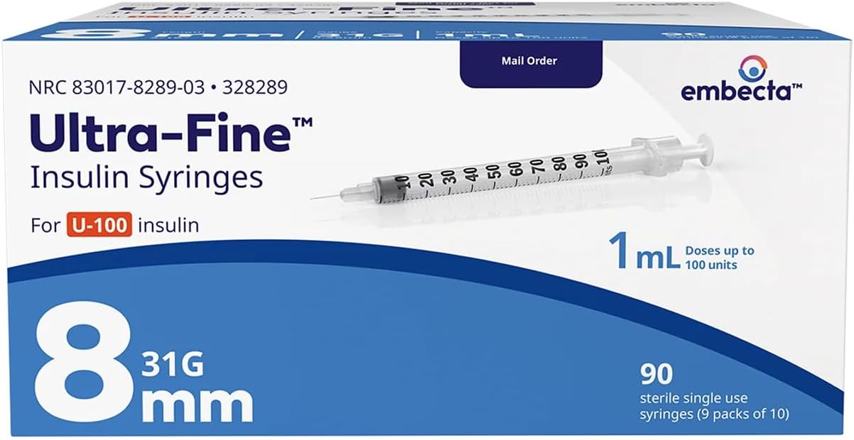 BD Ultra-Fine Insulin Syringes 31G 1cc 5/16" 90/bx