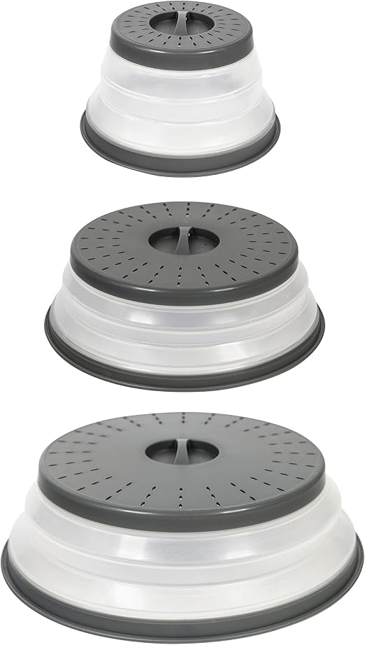 Tovolo Collapsible Microwave Splatter Covers, Charcoal, 3-Pack