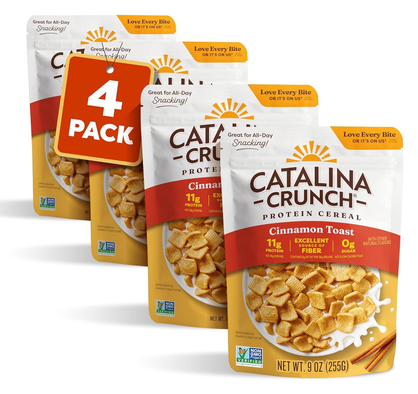 Catalina Crunch Protein Cereal, Cinnamon Toast, 9 oz Bag (Pack of 4)