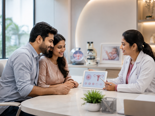 IVF consultation with hopeful couple.