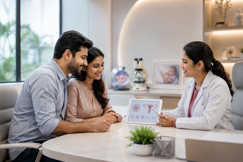 IVF consultation with hopeful couple.