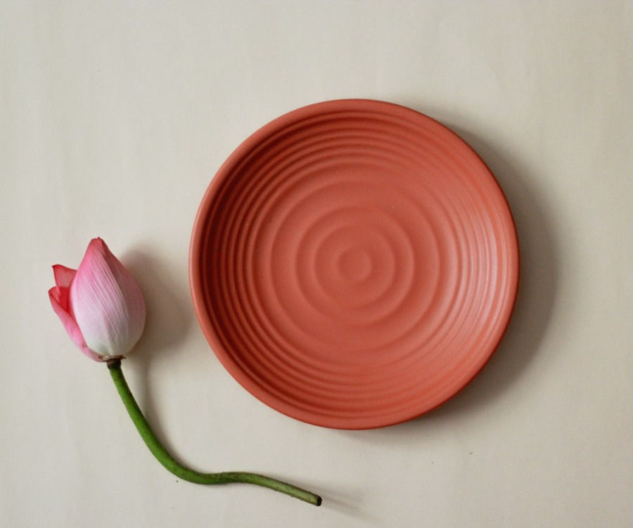 ceramic plate and flowers