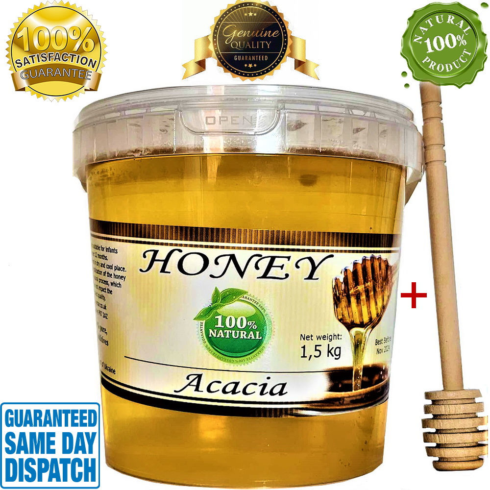 RAW ACACIA HONEY 1,5 kg Pure Honey-LIQUID Proudly harvested
