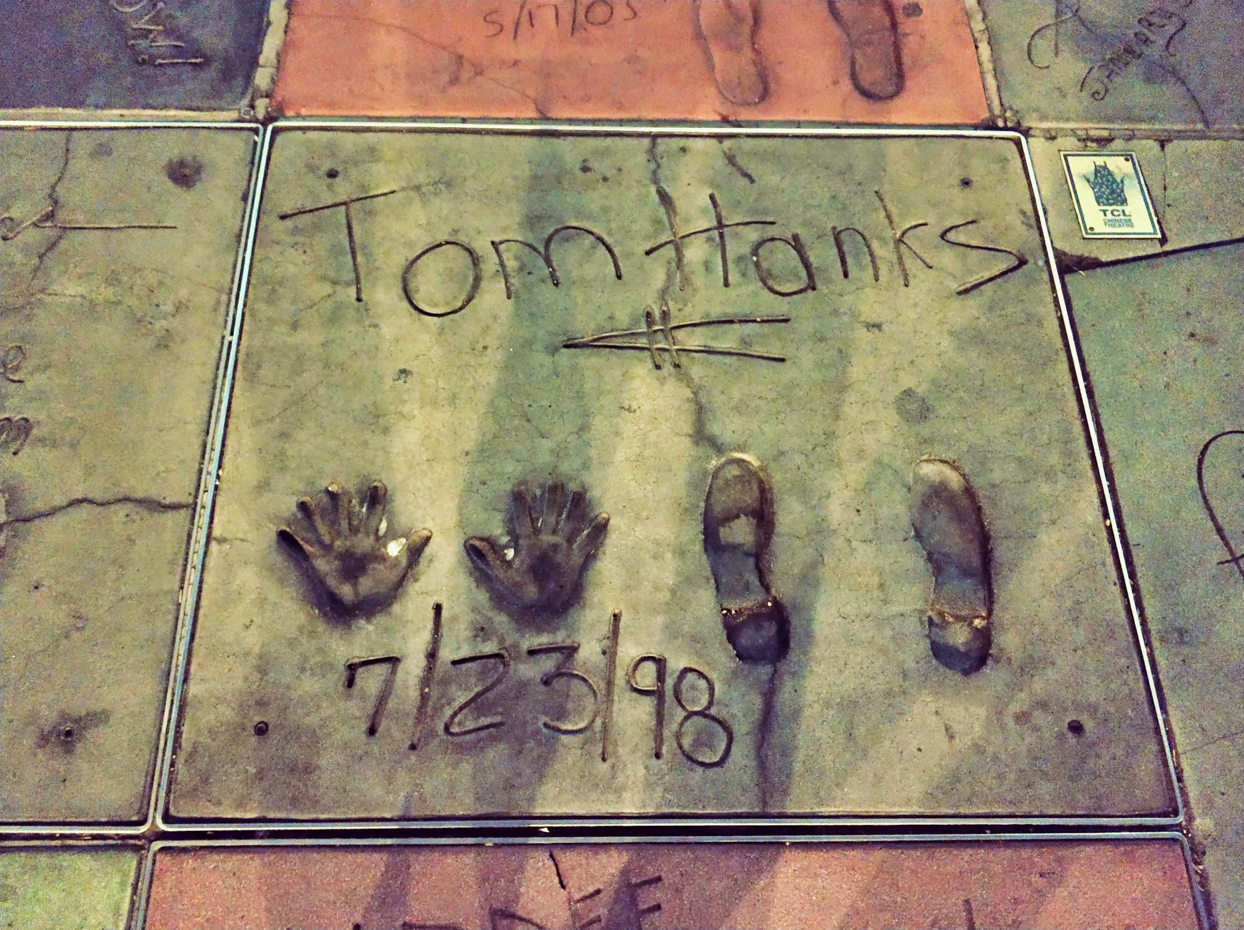 Tom Hanks footprints and handprints Chines Theater
