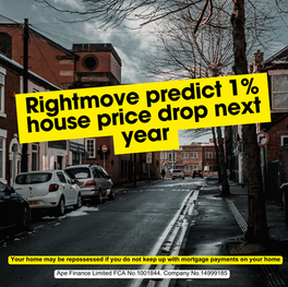 Rightmove predicts a 1% decrease in UK house prices next year.