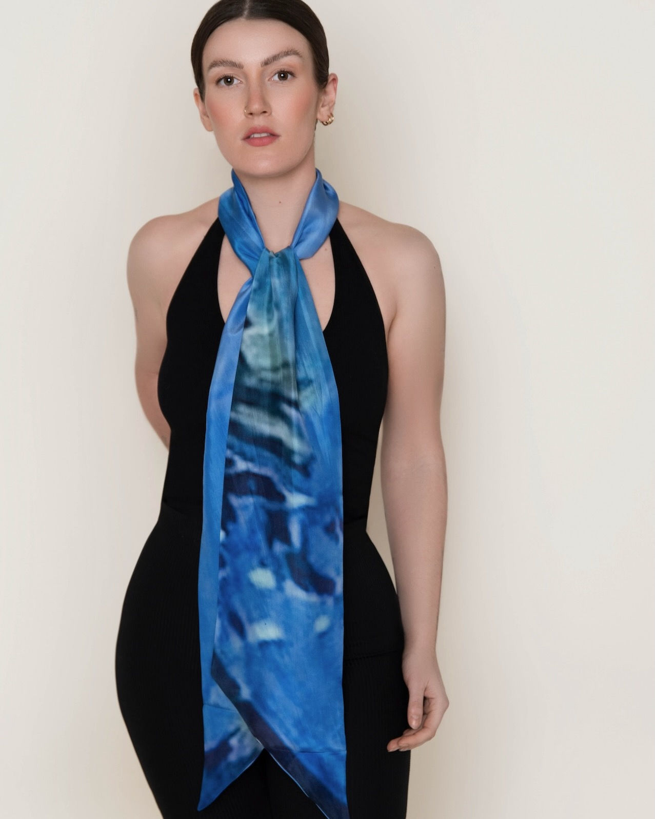 "FORGET-ME-NOT" DOUBLE-SIDED LONG SILK SCARF