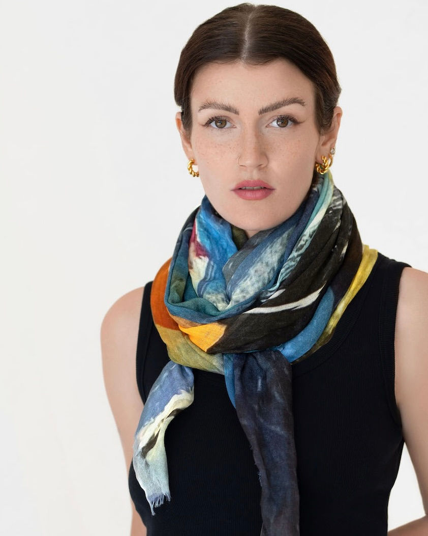 Art Scarves, Hand Illustrated Silk Scarf, Meadow Design RUBYKITE ART