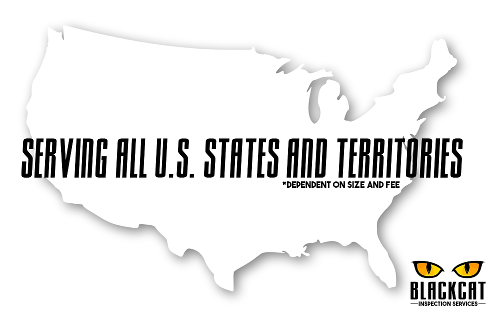 Black Cat Inspection Services commercial coverage area map