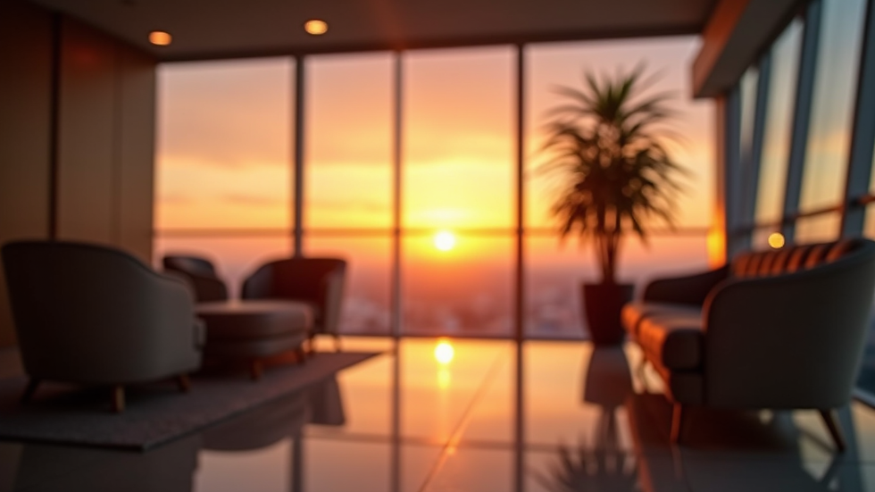 Close-up of an Aeromexico business lounge during sunset