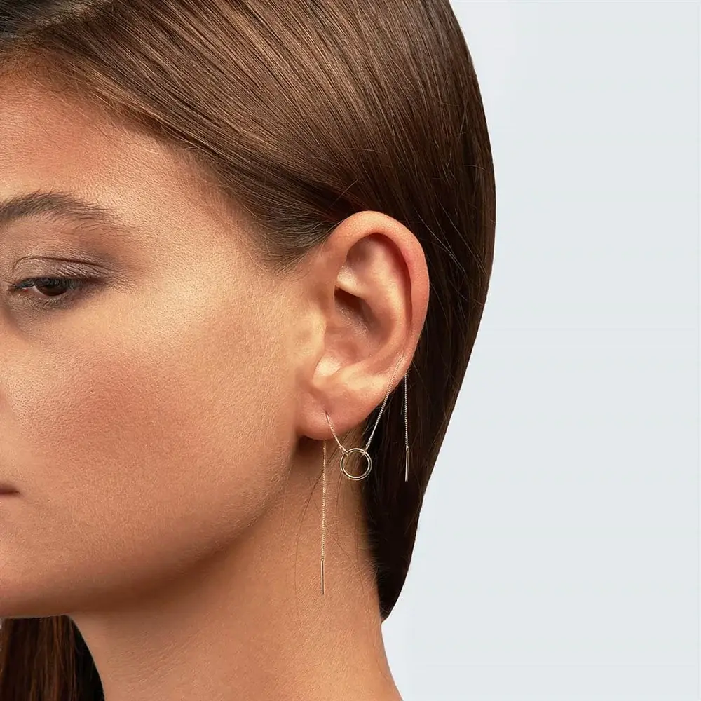 Cabaret Uzun İkili Zincir Küpe