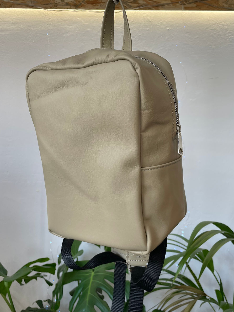 minimalist leather backpack front view handmade Glaucus