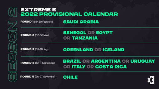 "Extreme E Reveals Provisional Season 2 Calendar"