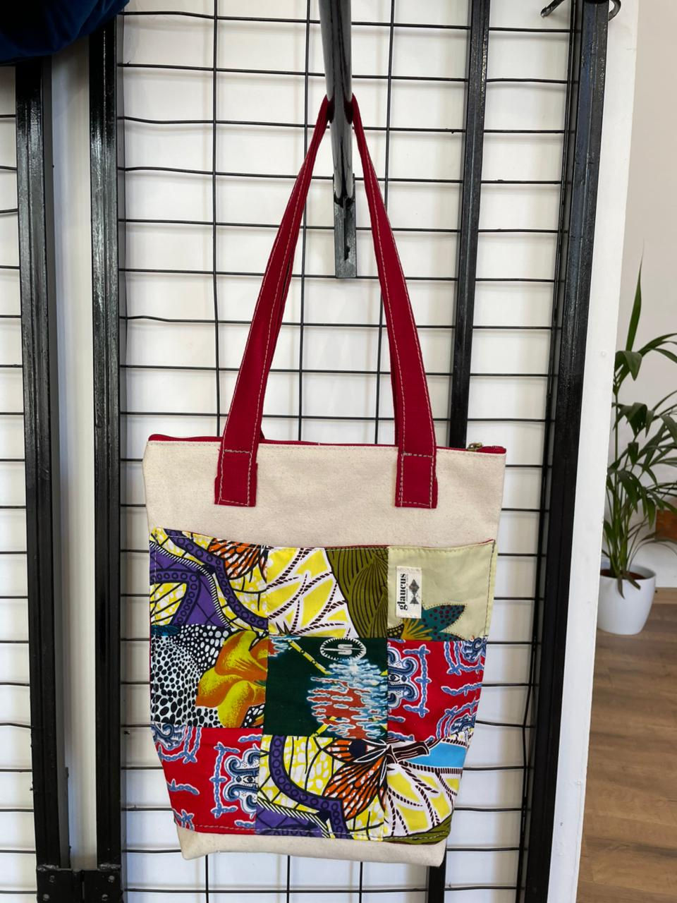 Patchwork tote τσάντα Corals χειροποίητη με πολύχρωμο σχέδιο