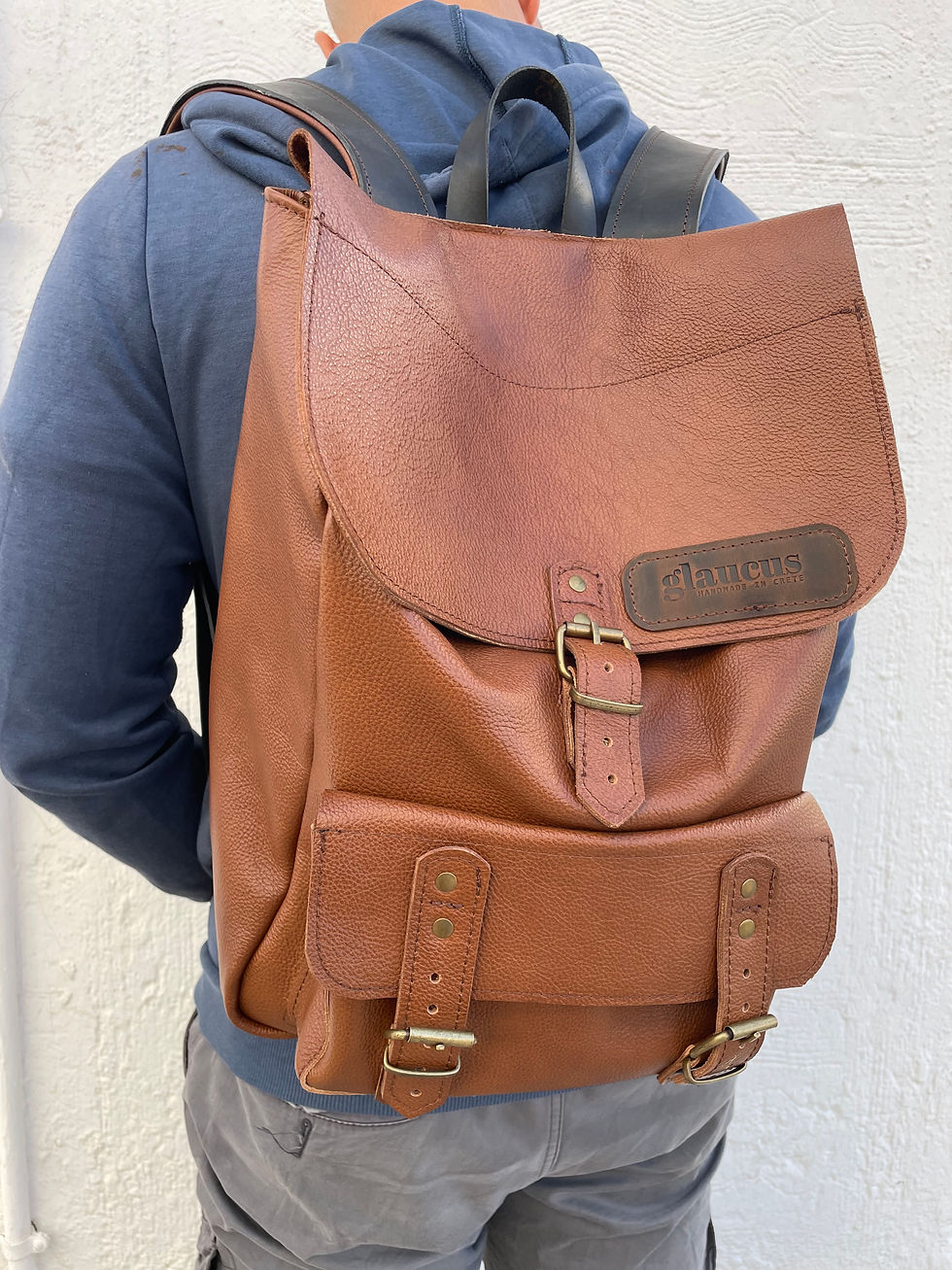Μικρογραφία: handcrafted leather backpack Greece durable bag