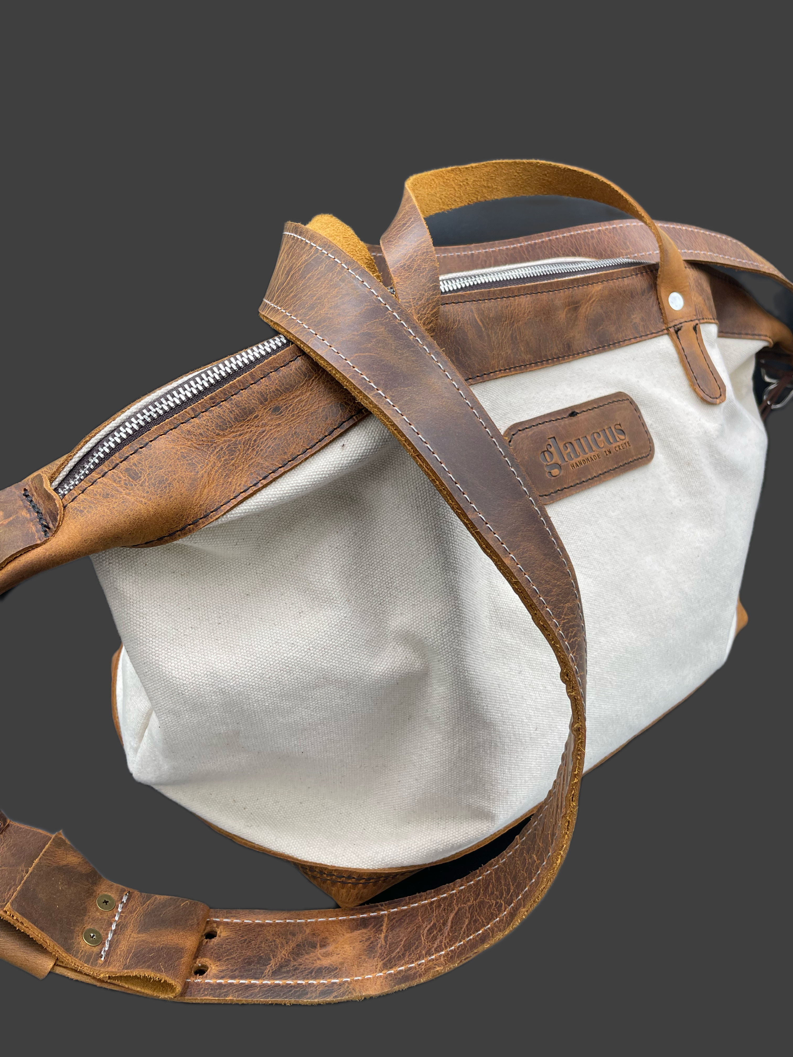 Σακβουαγιάζ από καραβόπανο & δέρμα Crazy Horse