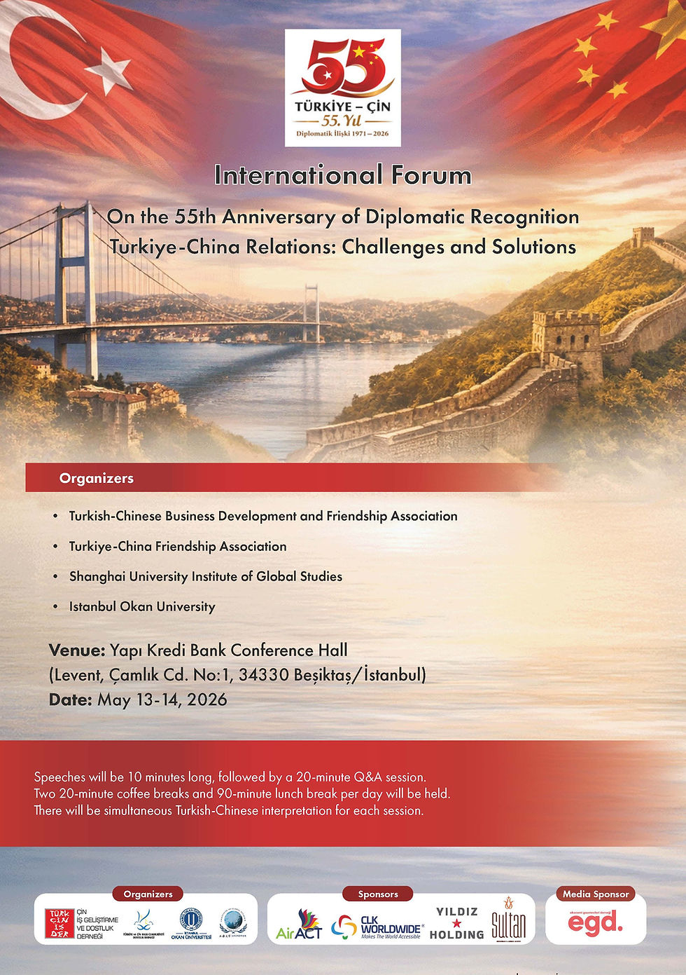 International Forum; On the 55th Anniversary of Diplomatic Recognition, ''Türkiye-China Relations, Challenges and Solutions''